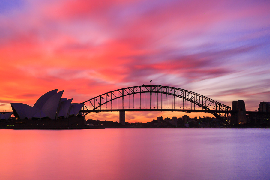 Crazy sunset over Sydney Harbour