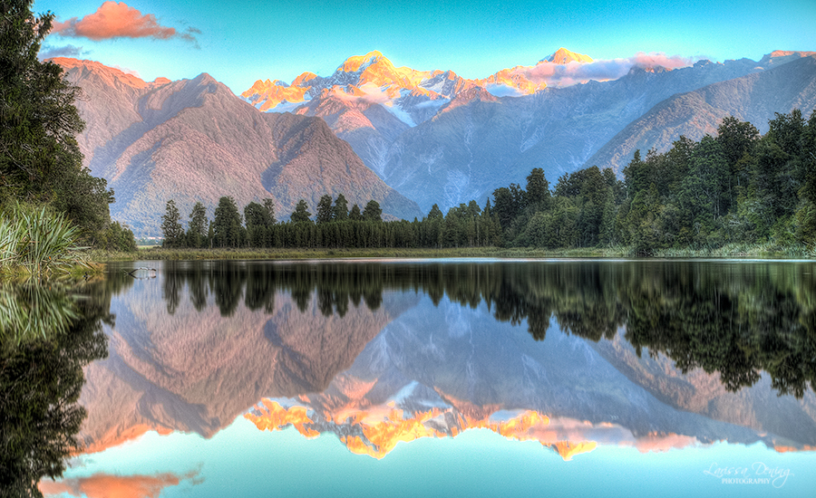 HDR of Lake Matheson in New Zealand