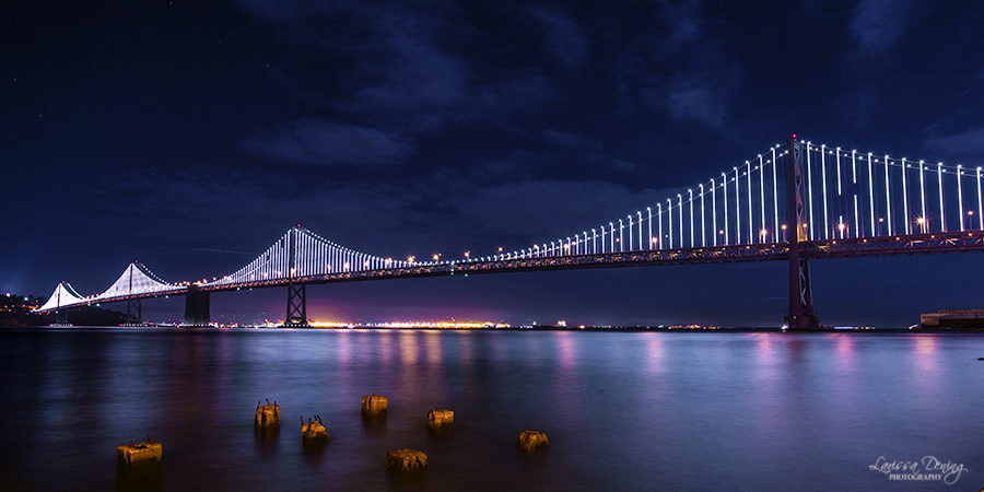 Night shot of Bay Bridge, San Francisco