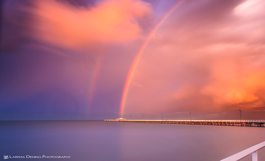 A double rainbow captured at Shorncliffe on the north side of Brisbane