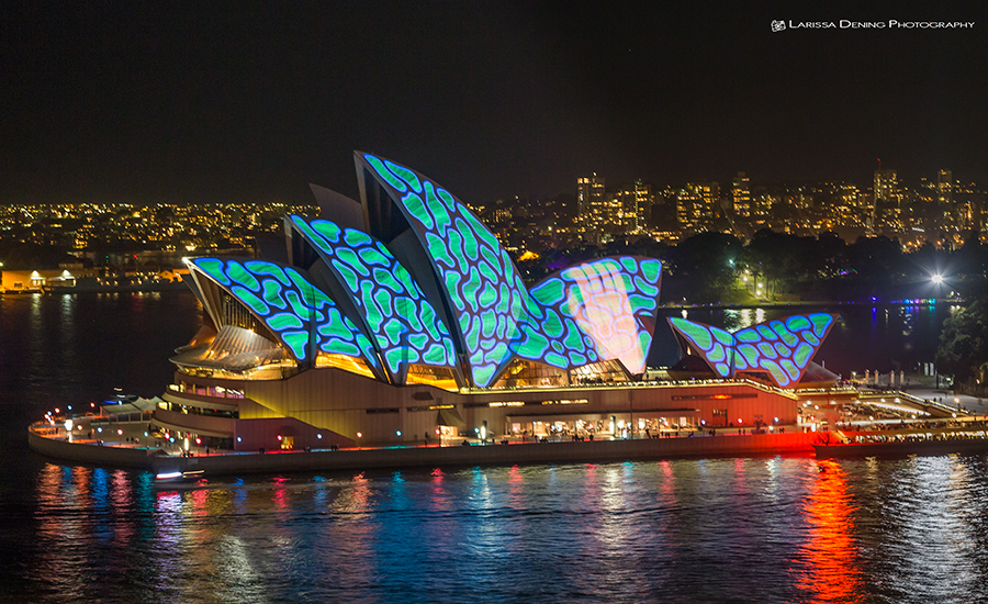 Watching the light show on the Opera House from up high