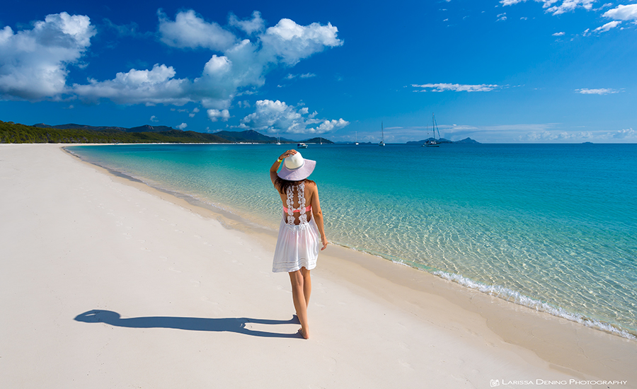 Soaking up the beauty at Whitehaven Beach, QLD 