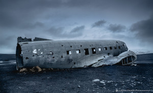 Famous plane wreck on black sand beach, Iceland
