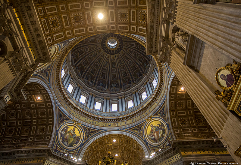 Baroque style dome roof in St Peter's Basilica, Rome, Italy