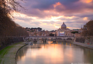 Sunset from the Tiber River, Rome, Italy