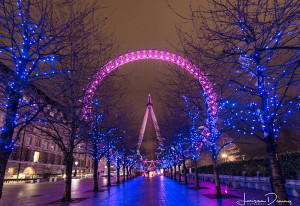 The London Eye lit up in pink! Westminster, London