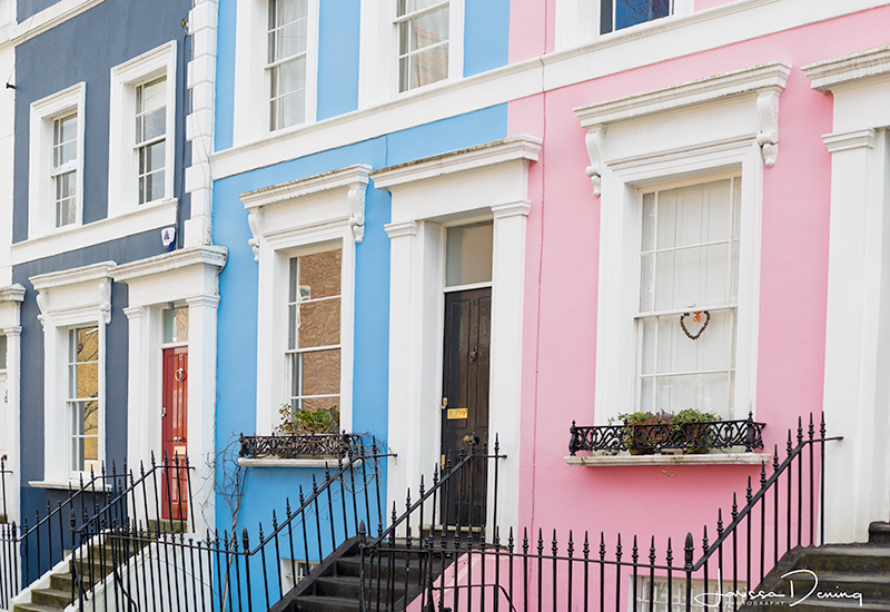 Cutest colourful houses in Notting Hill, London