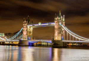 Night views of Tower Bridge, London