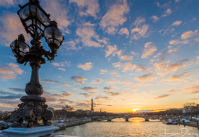 Sunset from Pont Alexandre III bridge, Paris