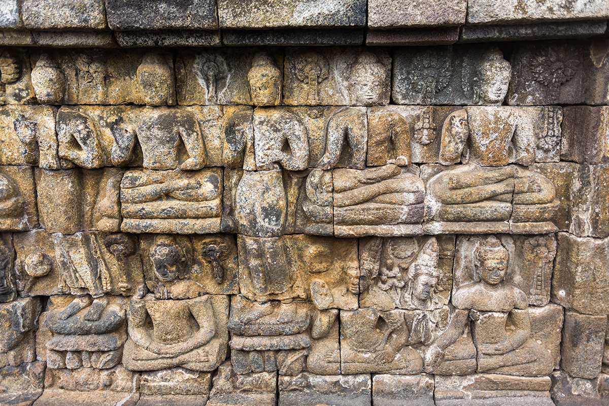 Beautiful carvings on Borobudur, Yogyakarta, Indonesia