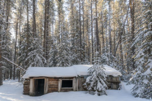The hidden hermit hut, Johnson Lake, Banff