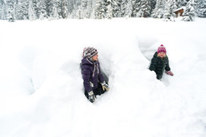 Kids playing in the snow, Shadow Lake Lodge
