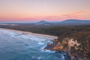 Moon rising over Crowdy Bay National Park, NSW