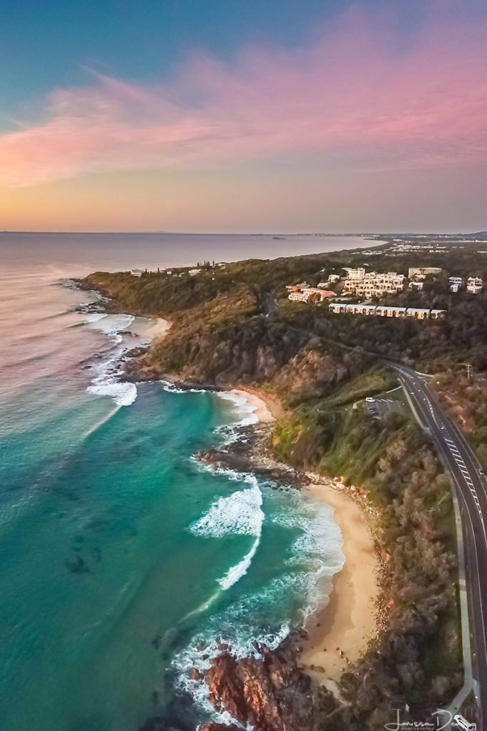Drone footage at Sunrise over Coolum. 9 Best experiences on the Sunshine Coast